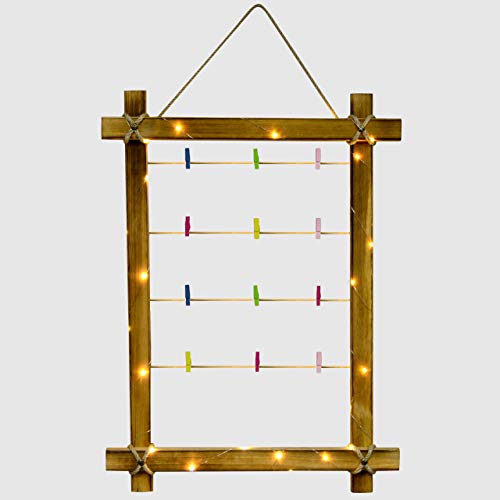 Naturalnie wyglądająca drewniana ramka na zdjęcia ze światłem LED i zatrzaskiem – ramka na zdjęcia wiele zdjęć – ramki na zdjęcia do dekoracji ścian i dekoracji wnętrz – ramki kolażowe na ścianę - obrazek 3