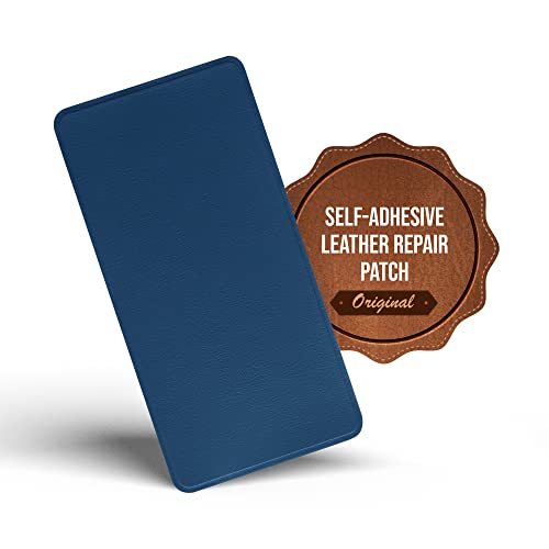 MastaPlasta Natychmiastowe samoprzylepne naszywki naprawcze ze skóry premium. NIEBIESKI 20 cm x 10 cm. Pierwsza pomoc na sofy, fotele samochodowe, torebki, kurtki