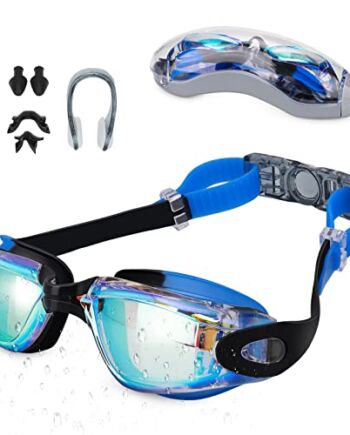 Nieprzeciekające lustrzane okulary pływackie, ochrona UV z futerałem o