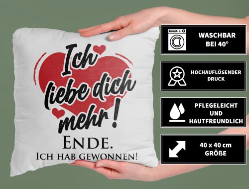 Poduszka z sentencją. Kocham Cię więcej. - Liebe - Schatz - Prezent dl - obrazek 2