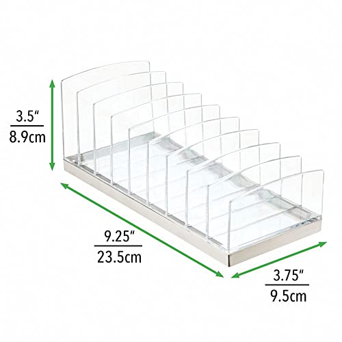 mDesign Stylowy stojak na palety cieni – Organizer na kosmetyki do makijażu z 9 przegródkami – Plastikowy stojak na kosmetyki – Przeźroczysty/chrom - obrazek 5