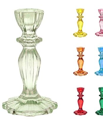 Świecznik ze szkła zielonego | Ozdobny świecznik stożkowy do jadalni w