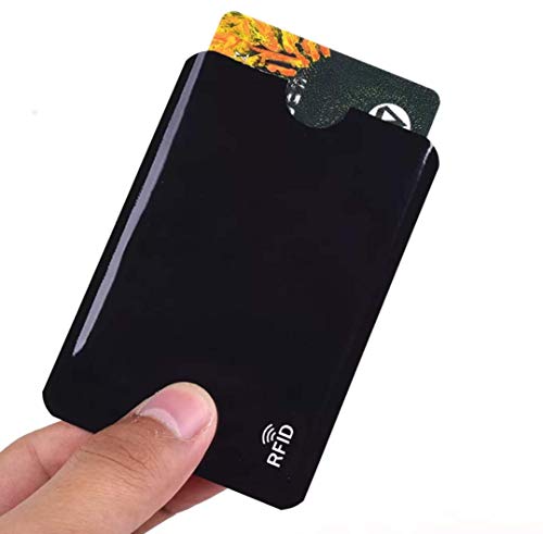 2 sztuki etui ochronne RFID & NFC na karty kredytowe, karty płatnicze, dowód osobisty, karty bankowe, 100% etui na karty kredytowe, ochrona przed nieupoważnionym odczytem danych i nielegalnym odliczeniem pieniędzy, czarny, M - obrazek 6
