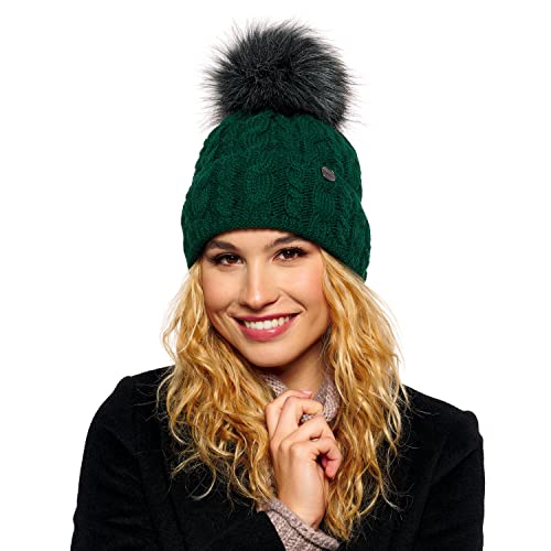 Damska zimowa czapka, ciepła czapka z dzianiny, czapka zimowa z pompon - obrazek 3