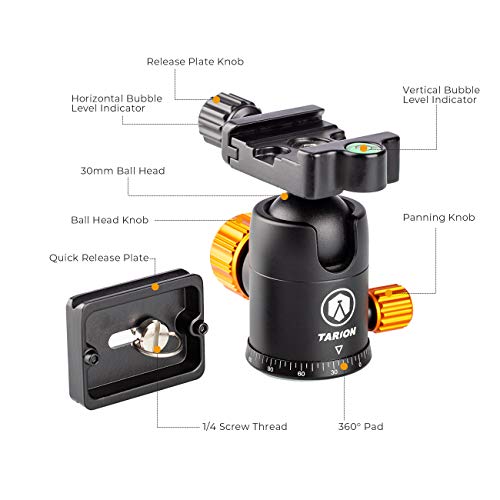 TARION statyw do aparatu, aluminiowy, statyw fotograficzny, statyw podróżny, z głowicą kulową 360° i płytką do szybkiej wymiany 155 cm, 3 w 1, statyw makro z monopodem 3 w 1 do lustrzanki (statyw do aparatu) - obrazek 2