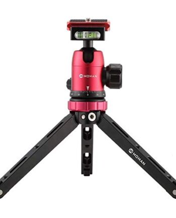 Moman Statyw stołowy z głowicą kulową, mini statyw do aparatu 360°, głowica statywu 1/4 3/8, mocowanie śrubowe, CNC aluminium 10 kg obciążenie użytkowe, z torbą do przenoszenia do aparatu Canon Sony Nikon Panasonic DSLR, smartfon