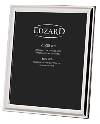 EDZARD ramka na zdjęcia Terni na zdjęcie 20 x 25 cm, posrebrzana szlachetnie posrebrzana, zabezpieczona przed matowieniem, w zestawie 2 wieszaki