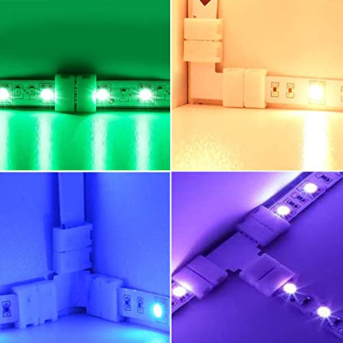 20 sztuk łączników RGB LED Strip, Led Strip łącznik 4-biegunowy, taśma LED łącznik do 10 mm taśmy LED RGB (20 szt. klipsów plus 8 szt. w kształcie litery T) - obrazek 2