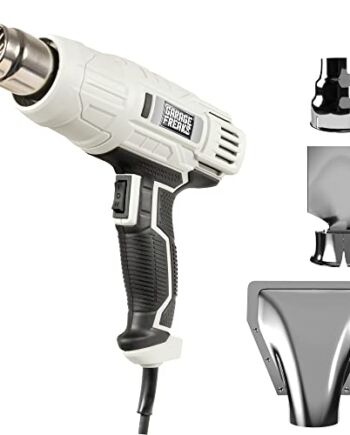 Garage Freaks Elektryczny pistolet na gorące powietrze do folii samochodowej, kabel 5 m, 2000 W, suszarka na gorące powietrze, 2 stopnie temperatury 60-600°C, ceramiczny drut grzewczy, funkcja stojaka, 3 dysze