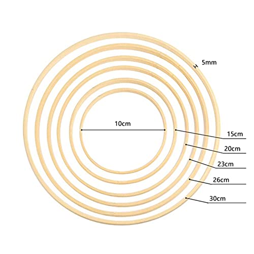 Brateuanoii 12 sztuk, 6 rozmiarów, bambusowy wieniec z drewna, łapacze snów, pierścienie drewniane do majsterkowania, dekoracji wieńców weselnych, łapaczy snów i prac ściennych - obrazek 6