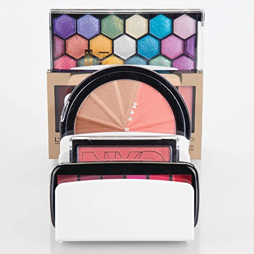 mDesign Organizer na kosmetyki do makijażu z 9 przegródkami – Stylowy stojak na palety cieni z plastiku – Organizer na koperty i papeterię – Biały - obrazek 4