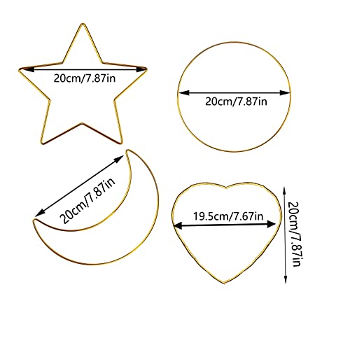 4 sztuki pierścieni łapacz snów, okrągłe gwiazdy, księżyc w kształcie - obrazek 7