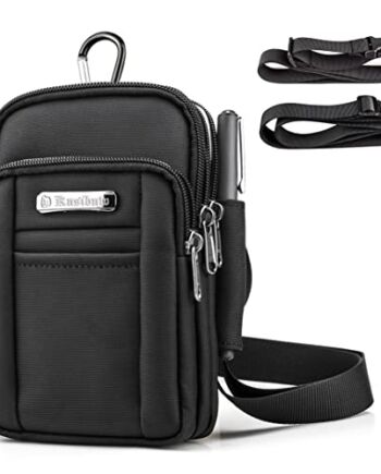 BAGZY Mała torba na ramię, męska, torba na telefon komórkowy, torba na ramię, torba sportowa, na wędrówki, podróże, prezent dla mężczyzn, czarny, 19 * 11.5 * 5cm