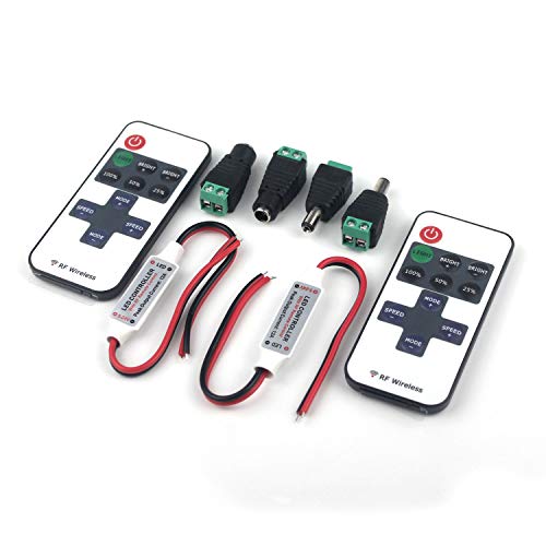 Taikuwu 2 sztuki taśmy LED sterownik LED taśma ściemniacz sterownik DC 5 V-24 V 12 A odbiornik RF bezprzewodowy pilot LED pilot do 2-biegunowy SMD 5050 3528 2835 5630 taśma LED