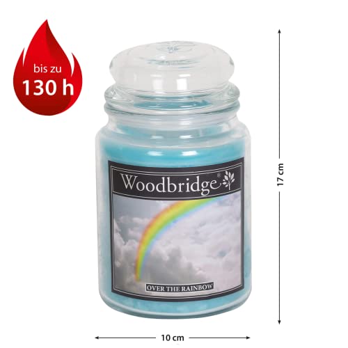 Woodbridge Świeca zapachowa w słoiku | duża świeca zapachowa z pokrywką | długi czas palenia (130 h) | Over The Rainbow (565 g) | świeca zapachowa z 2 knotami | niebieska świeca zapachowa świeczka świeczka świeża - obrazek 6