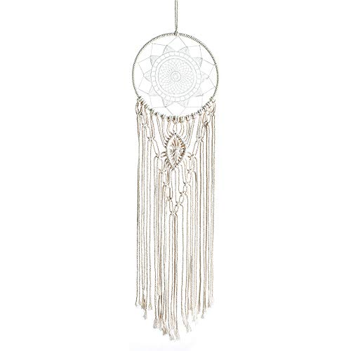 Nicole Knupfer Ręcznie wykonany łapacz snów z tkanej bawełny, łapacz snów w stylu boho, makrama, sztuka ścienna, dekoracja domu, dekoracja weselna, ornamenty, rękodzieło (B) - obrazek 3