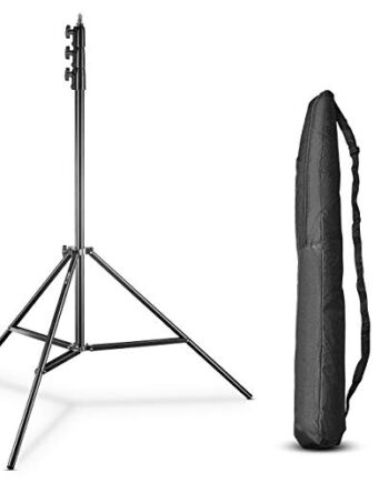 Walimex pro AIR 355 statyw do lamp – statyw świetlny z amortyzatorem powietrznym, wysokość maks. 355 cm, nośność 8 kg, bardzo wysoka i stabilna, aluminium, statyw do fotografii na zewnątrz, czarny