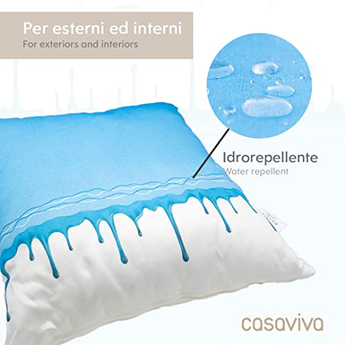 Casaviva® Zestaw 2 Satynowe poduszki meblowe Premium cm 50 x 50 Double Face wodoodporne, wysuwane we Włoszech eleganckie i nowoczesne. (Jasnoniebieski i Różowy Malarstwo, wkładki) - obrazek 4