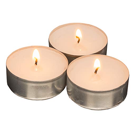 Smart Planet® świece Ambiente – 100 sztuk świeczki typu tealight zestaw świeczek w aluminiowej obudowie w kolorze białym – długi czas palenia - obrazek 5