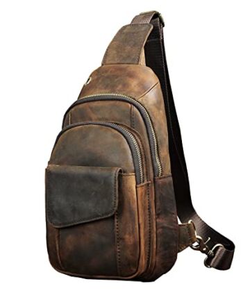 Le'aokuu Męska skórzana torba na biodro Torba klatkę piersiową na brzu