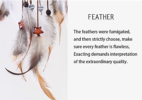 VALAM Biały łapacz snów makrama, ręcznie wykonany, dekoracja boho, mały łapacz snów, prezent w stylu vintage, ręcznie tkana dekoracja pokoju, 55 x 15 cm - obrazek 4