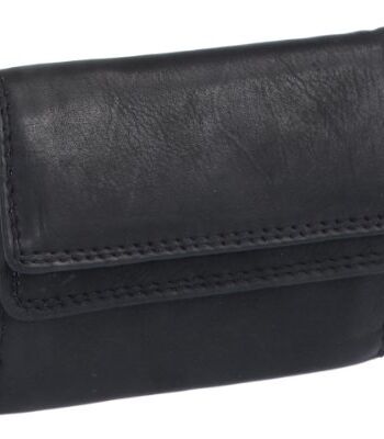 LEAS Mały portfel, prawdziwa skóra, czarna mini-edycja '', Czarny, 9,5