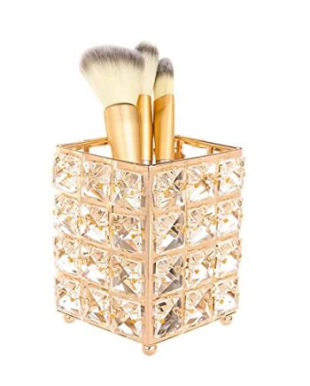 Organizer na pędzle do makijażu, uchwyt na pędzle do makijażu, organizer do przechowywania przyborów kosmetycznych, organizer na pędzle do makijażu, złoty organizer do przechowywania pędzli do makijażu, eyeliner, pojemnik na długopisy