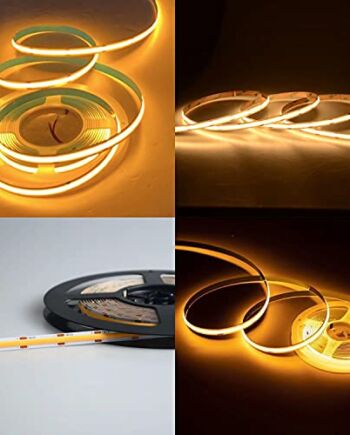 Taśma LED COB 24 V, 384 diody LED/M, ciepła biel, 3000 K, taśma liniowa o wysokiej gęstości, FOB, elastyczna taśma LED na imprezę, blat, półkę, wystrój domu (5 m 384 diody LED/m, ciepła biel 3000 K)