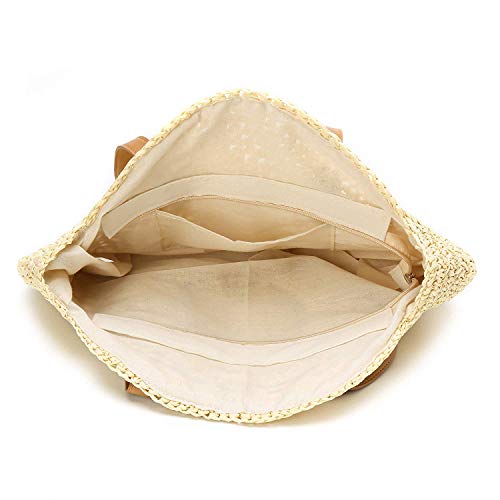 YXQSED okrągła pleciona torba ze słomy - letnia torba plażowa duży roz - obrazek 4