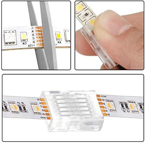 Taśma świetlna LED do taśm zestaw przedłużający, złącze w kształcie litery L, regulowane złącze narożne do 6-pinowego 12 mm RGB + CCT 5050 taśma świetlna LED - obrazek 6