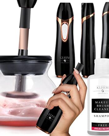 Automatyczna profesjonalna szczotka do makijażu i suszarka do wszystkich rozmiarów pędzli do makijażu, od pędzla do cieni do powiek, pędzla do pudru po pędzel do podkładu. Czyszczenie i suszenie zestawu pędzli do makijażu w 30 sekund