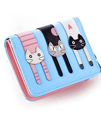 Damski portfel z motywem kotów w stylu kreskówki, portfel z dekoracją