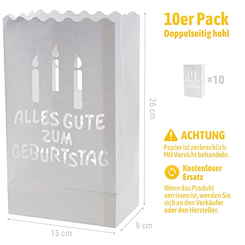 Ecooe 10 szt. torebek świetlnych na świeczki typu tealight, na urodziny, na imprezę urodzinową, białe - obrazek 3