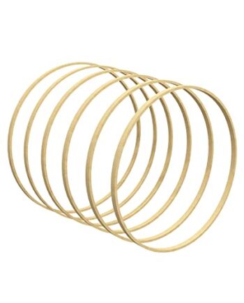 Worown Drewniane bambusowe kwiatowe obręcze, wieńce, do samodzielnego wykonania ślubnego, bożonarodzeniowego wieńca, dekoracja, łapacz snów i makrama, wiszące rękodzieło, 6 sztuk