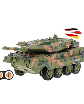HSP Himoto German Leopard 2A7 - RC Mini zdalnie sterowany czołg z symulacją strzałów, oświetleniem, skalą modelu, kompletny zestaw z pilotem zdalnego sterowania