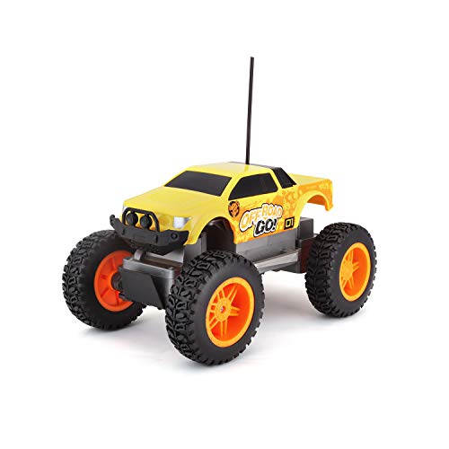 Maisto Tech R/C Off Road Go RTR: zdalnie sterowany samochód w wersji Monstertruck, od 5 lat, z pilotem zdalnego sterowania i bateriami, 21 cm, żółto-pomarańczowy (581762)