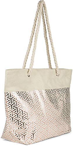 styleBREAKER Damska duża torba plażowa XXL z metalicznym wzorem niesko - obrazek 8