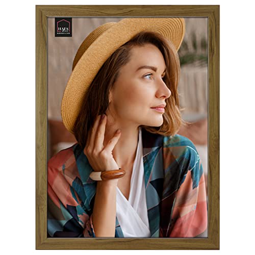 HAES DECO - Ramka na zdjęcia o wyglądzie drewna 30x40 Chester Brown - na 1 zdjęcie w formacie 30x40 - ramka portretowa z mocowaniem do ściany - wymienna rama/ramka portretowa - SP14040