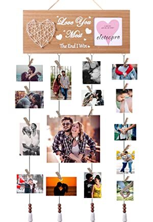 Ramka na zdjęcia, prezenty urodzinowe dla dziewczyny, przyjaciela, drewniana ramka na zdjęcia, kolaż, tablica do mieszkania, dekoracja ścienna, prezent dla niego, pary, ramka na zdjęcia z sercem na jubileusz, ściana ze zdjęciami