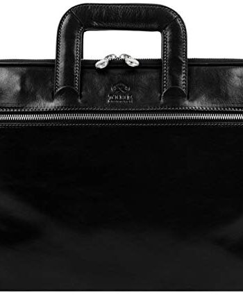 Time Resistance Wąska skórzana teczka - włoska ręcznie robiona skórzan