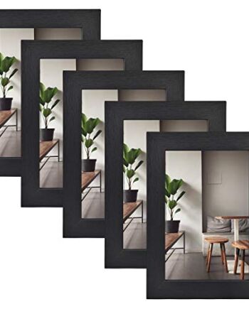 Alishomtll Ramka na zdjęcia 10 x 15 cm z płyty MDF czarna, zestaw 5 ramek na zdjęcia z drewnianą ramą z rysunkiem słojów drewna, do zawieszenia, na wiele zdjęć, wesele, Boże Narodzenie