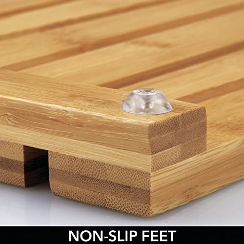 mDesign Zestaw 2 drewnianych mat prysznicowych, bambusowa i plastikowa mata łazienkowa pod prysznic, spa i sauny, antypoślizgowa, naturalna mata prysznicowa, naturalny bambus - obrazek 6