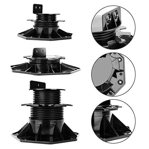 Lospitch Łożysko poprzeczne, łożysko tarasowe, WPC, podstawa z regulacją wysokości 30-60 mm, łożysko belkowe, do płyt tarasowych, ceramiki, kamienia, betonu (60-140 mm, 10 sztuk) - obrazek 5