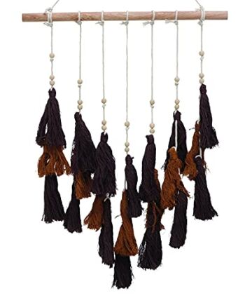 Zawieszka wiatrowa łapacz snów naturalny brązowy z tropetelami w stylu Ibiza Makramee 94 cm