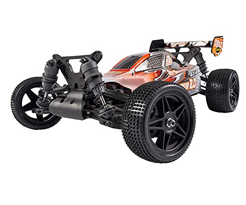 Carson 500404199 1:10 X10 Dirt Warrior Sport 2.0 100% RTR, zdalnie sterowany samochód, Offroad Truggy, w zestawie baterie i pilot zdalnego sterowania, zadrukowana karoseria, pomarańczowa - obrazek 5