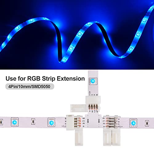 20 sztuk łączników RGB LED Strip, Led Strip łącznik 4-biegunowy, taśma LED łącznik do 10 mm taśmy LED RGB (20 szt. klipsów plus 8 szt. w kształcie litery T) - obrazek 4