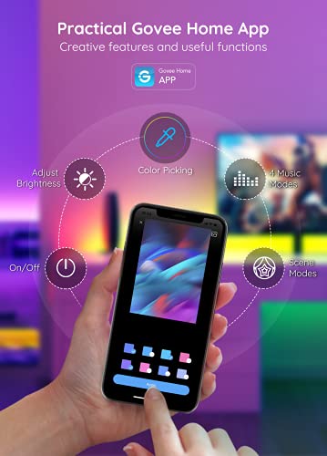 Govee taśma LED RGBIC, wodoodporna taśma LED 2m sterowana za pomocą aplikacji, synchronizacja podświetlenia telewizora LED z muzyką, obsługa USB, do telewizora, komputera, dekoracji, imprezy - obrazek 6