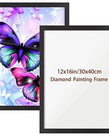 Ramka do malowania diamentami, akcesoria do malowania diamentowego, 2 sztuki, czarne magnetyczne diamentowe ramki do malowania diamentami 30 x 40 cm, rozmiar wewnętrzny 24,6 x 34,6 cm