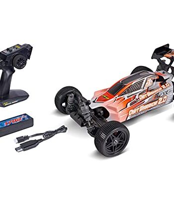 Carson 500404199 1:10 X10 Dirt Warrior Sport 2.0 100% RTR, zdalnie sterowany samochód, Offroad Truggy, w zestawie baterie i pilot zdalnego sterowania, zadrukowana karoseria, pomarańczowa