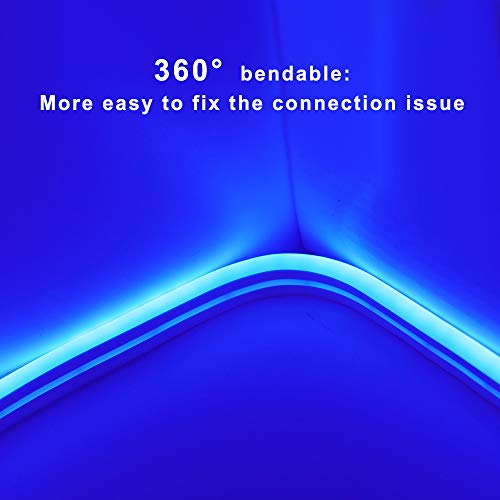 XUNATA Neonowa Taśma LED, 12V 2835 120LEDs/m Wodoodporna Rozproszona Wąż świetlny Flex LED (Niebieski, 5M) - obrazek 3